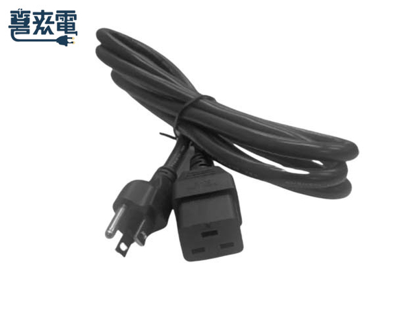 美規電源線 3PIN公插 三個水平排列的母插孔